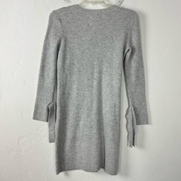Ann Taylor Loft Dress Sweater Knit Grey Heather Marled Ribbed Crew Neck Cotton‎ - Picture 2 of 9